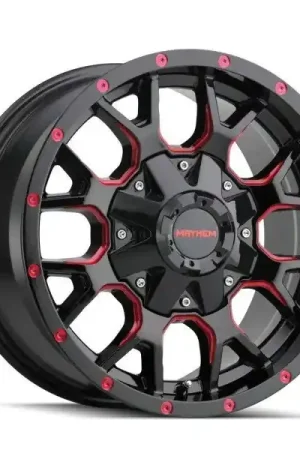 Top Rated Mayhem Wheels Warrior 8015 Gloss Black with Prism Red 18x9 18mm Offset 6x135,6x139.7 (6x5.5)