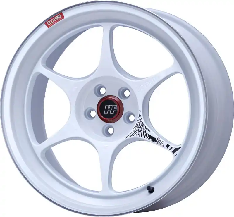 Enkei PF06 18x9.5in 5x114.3 BP 20mm Offset 75mm Bore White Machined Wheel Discount