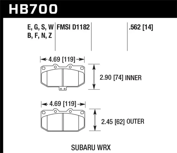 Viral Hawk 2006-2007 Subaru Impreza WRX HPS 5.0 Front Brake Pads