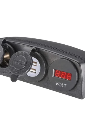 Narva 81191BL Heavy-Duty Surface Mount Accessory\\/Dual USB Sockets And 12\\/24V Dc LED Volt Meter Seasonal Sale