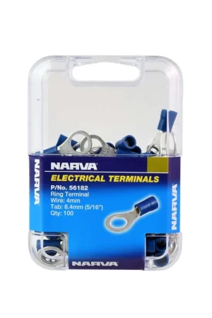 Narva 8.4mm Ring Terminal Blue (100 Pack) - 56182 Authentic