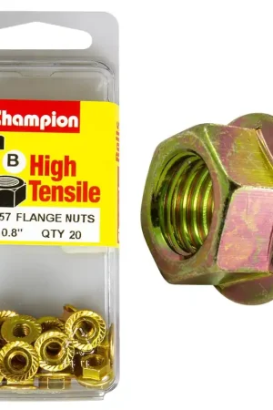 Cheap Champion Pack of 20 M5 x 0.8mm High Tensile Grade 8.8, Zinc Plated Flanged Hex Nuts - FBM157