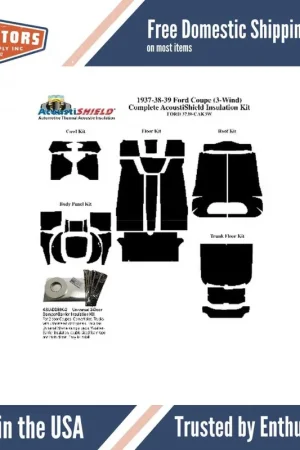 Insulation Sound Deadener Kit for 1937-39 Ford 3W Coupe Acoustishield Complete Save Now
