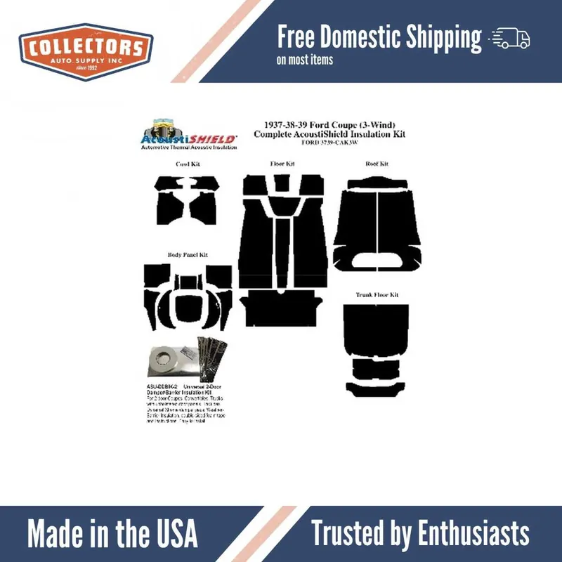 Insulation Sound Deadener Kit for 1937-39 Ford 3W Coupe Acoustishield Complete Save Now