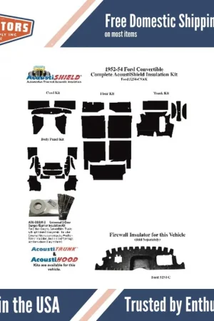 Save Now Insulation Sound Deadener Kit for 52-54 Ford Convertible Acoustishield Complete