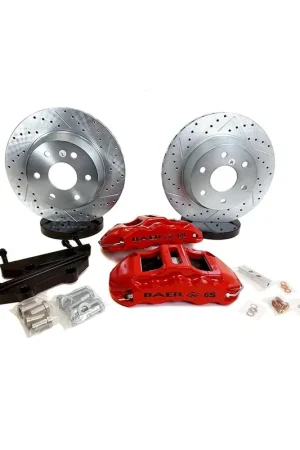 Premium Baer Brakes 4302136FR-1 Baer Brakes 14" Extreme Rear Brake Kit, Fire Red, Slot