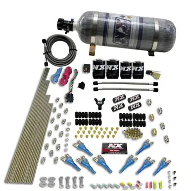 Hot Deal Nitrous Express 8 Cyl Shark Direct Port 4 Solenoids Nitrous Kit (200-600HP) w/Composite Bottle - 90506-12