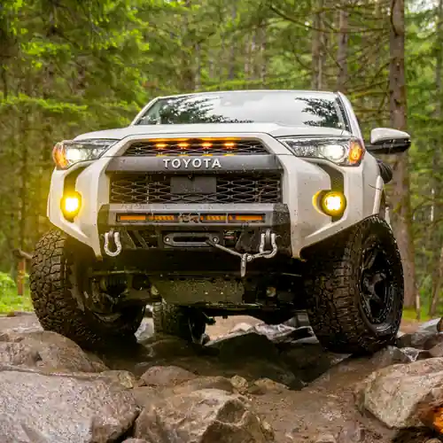 Buy Direct Cali Raised 2014-2024 Toyota 4Runner Stealth Bumper - No Bull Bar 32In Led Bar Combo W/ Small Switch