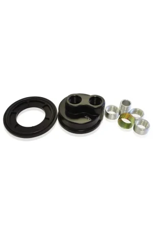 Aeroflow Billet Oil Filter Block Adapter -8 ORB - Black Next Day Delivery