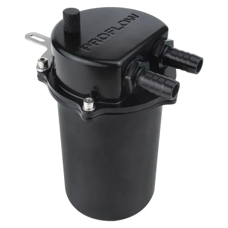 Proflow Catch Can Kit Oil Separator Baffled Recirculating 500mL w/Hose & Clamps Billet Aluminium Universal Low Price
