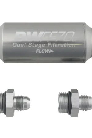 Deatschwerks Compact In-Line Fuel Filter Element and Housing Kit Stainless Steel 10 Micron 70mm - -10AN Grab Now
