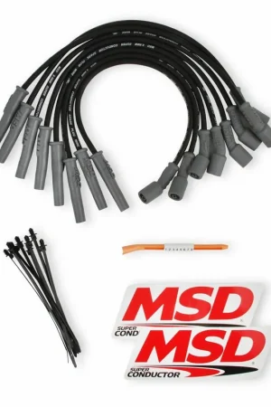 Professional Grade MSD Ford Raptor 6.2L V8 Black Wire Set Direct replacement 8.5 mm Super Conductor spark plug wire set.