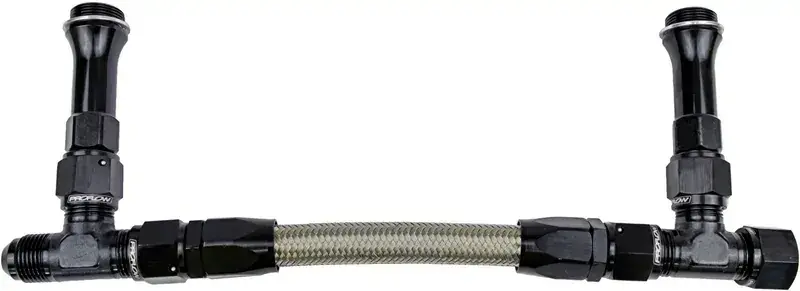 Proflow Fuel Line Kit Holley Ultra HP 9.75" Width -08AN Single inlet Swivel-Seal Stainless Steel Hose Black Limited Edition