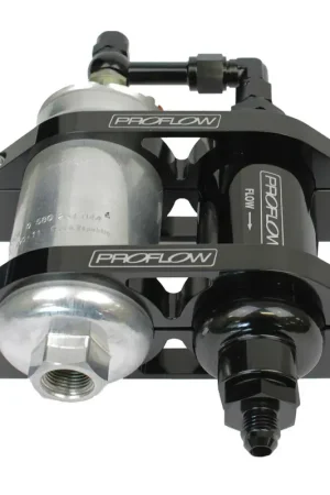 Proflow Fuel Pump Cradle Bracket Kit Billet With Fuel Filter & 300 LPH Pump AN10 & AN6 Adaptors Black Bargain