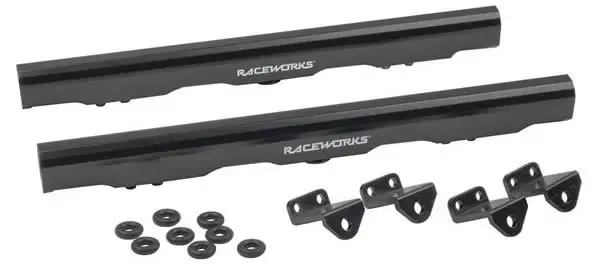 Raceworks Fuel Rails Holden Commodore LS7 Black - 225mm Bolt Bracket Spacing Hot Deal