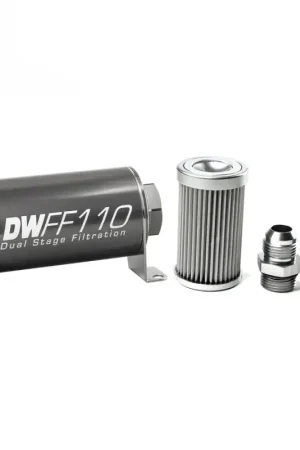 Deatschwerks In-Line Fuel Filter Element and Housing Kit Stainless Steel 10 Micron 110mm Special Discount