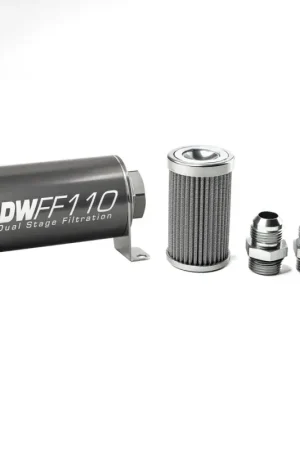 Markdown Deatschwerks In-Line Fuel Filter Element and Housing Kit Stainless Steel 100 Micron 110mm