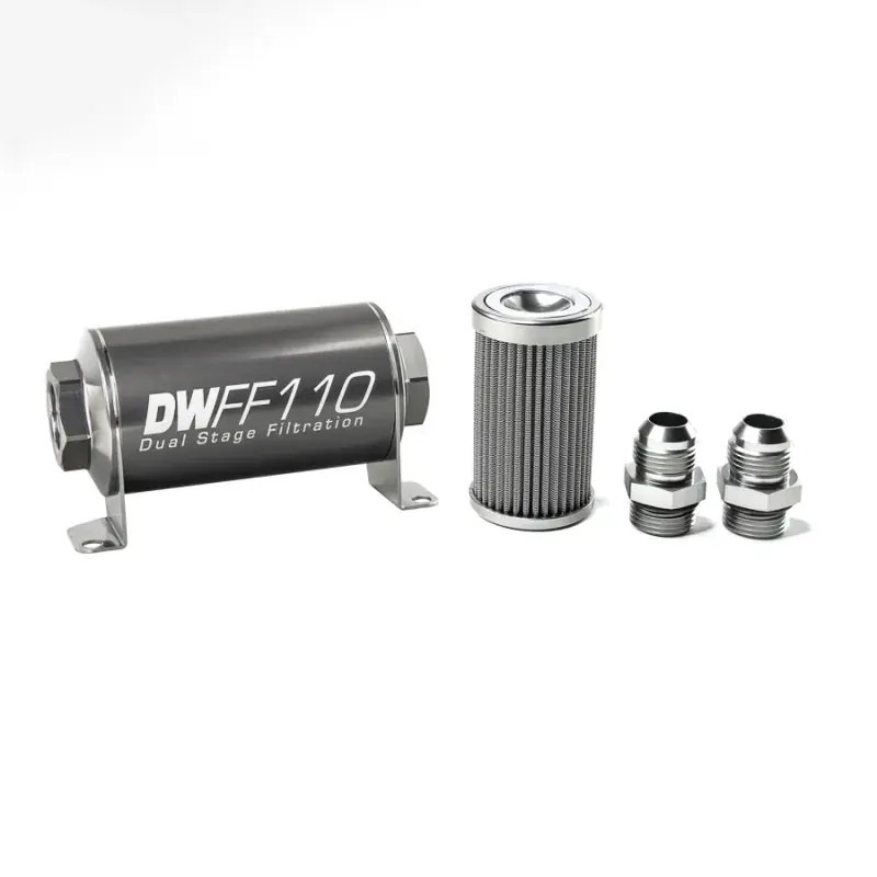 Markdown Deatschwerks In-Line Fuel Filter Element and Housing Kit Stainless Steel 100 Micron 110mm