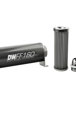 Crafted Deatschwerks In-Line Fuel Filter Element and Housing Kit Stainless Steel 40 Micron 160mm