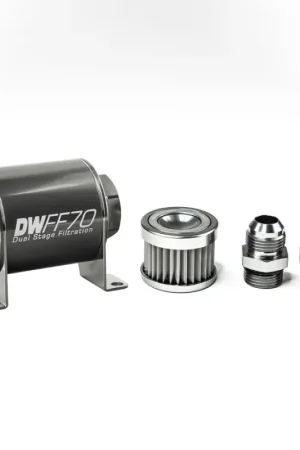 Deal Deatschwerks In-Line Fuel Filter Element and Housing Kit Stainless Steel 5 Micron 70mm