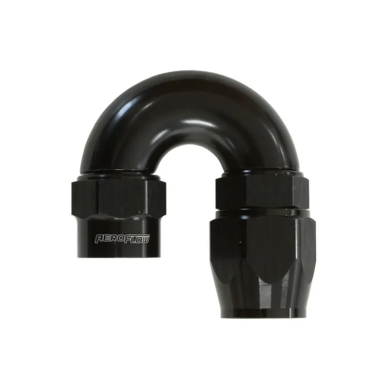 Aeroflow Kryptalon Big Bore Full Flow Swivel 180 Deg Hose End -10AN - Black - 1 Piece Free Shipping