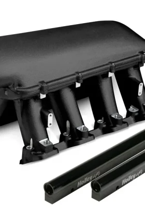 Same Day Shipping Holley EFI LS Hi-Ram EFI Manifold - Black GM LS1/LS2/LS6 LS1/LS2/LS6 Cathedral Port EFI fits 1 x 105MM Throttle Body - Black Ceramic Coating