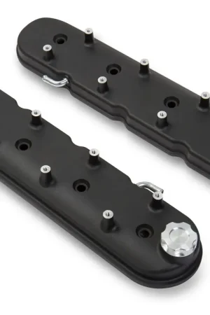 Holley LS Valve Covers - Satin Black Textured Finish Standard Height LS Valve Covers w/ Coil Mounting Posts, Cast Aluminum - Satin Black Textured Finish High Quality