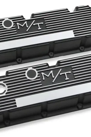 Holley M/T Valve Covers - Vintage Style - Finned - BBC - Satin Black Chevrolet Big Block - Cast Aluminum Last Chance