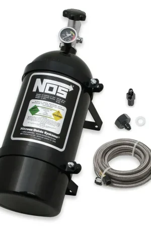 NOS Nitrous Bottle 10 lb Nitrous Bottle w/ Black Finish & Super Hi Flo Valve w/ Mounting Brackets & Gauge Weekend Sale