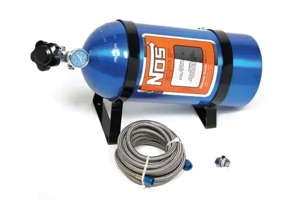 Editor’s Pick NOS Nitrous Bottle 10 lb Nitrous Bottle w/ Blue Finish & Super Hi Flo Valve w/ Mounting Brackets & Gauge