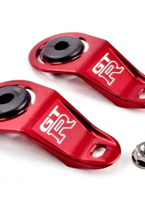 Authentic Platinum Racing Products Radiator Brackets inc Titanium Hardware to suit ALL VARIANTS of Nissan Skyline R33 & R34 - Exc GT-R - Black / Nothing