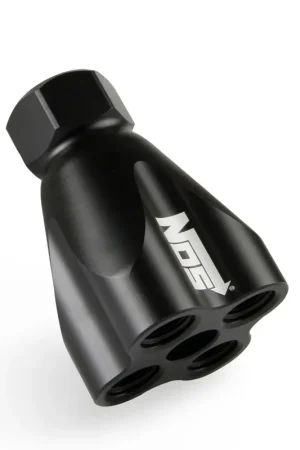 NOS Showerhead Distribution Block Inlet: -8 AN O-Ring Female Port, Outlet: 4 x -6 AN O-Ring Female Port, No Fittings, Black Anodized Certified