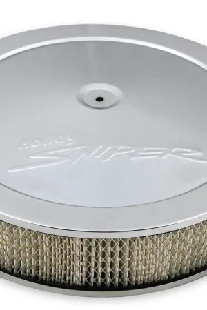 Holley Sniper Air Cleaner Assembly, 14" x 3" - Chrome Finish Stamped Steel Air Cleaner Assembly with Paper Filter Element Premium