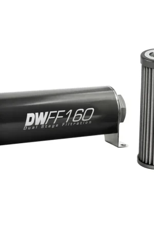 Deatschwerks Stainless Steel 40 Micron In-Line Fuel Filter Element w/160mm Housing kit - 8AN Express Delivery