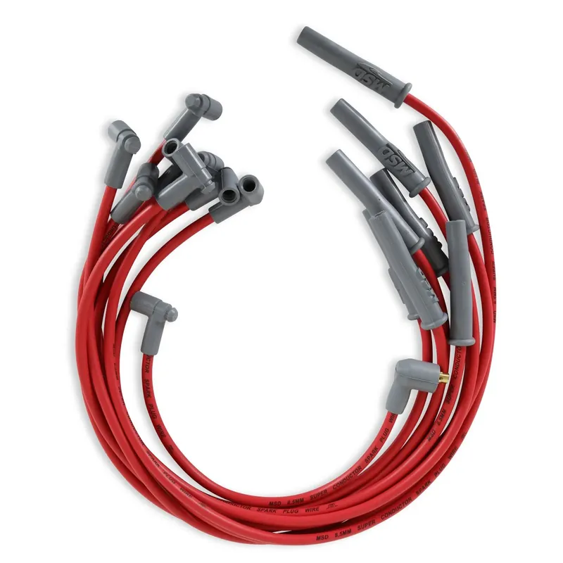 Buy Direct MSD Super Conductor Spark Plug Wire Set, Ford 289-302, w/HEI Cap For use with Ford small block, 289-302 with HEI Cap, Red jacket
