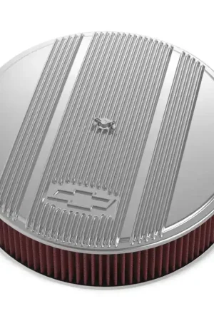 Same Day Shipping Holley Vintage Series GM Licensed Air Cleaner - Polished 14" x 3" Air Cleaner Kit w/ Premium Filter - GM "Bowtie" Logo & Vintage Fins