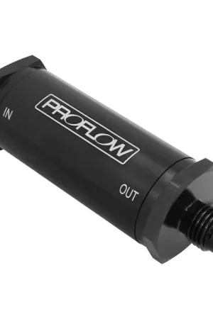 Weekend Sale ProflowInline Billet Turbo Oil Filter 30 Micron AN4 Male Threads Black Anodised
