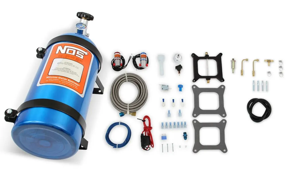 NOS "POWERSHOT" Holley 4Bbl Powershot series Nitrous System, fits Holley 4150 and Carter AFB late, 125 HP, includes Blue 10 lb Bottle Weekend Sale
