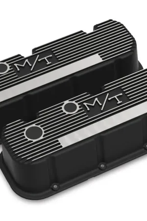 Holley - Satin Black Finish with Machined Fins/Logo Cast Aluminum Tall M/T Valve Cover for BBC Engines, Satin Black Machined Finish Free Shipping