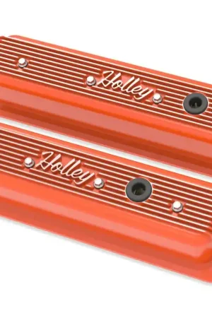 Price Drop Holley - SBC - Center Bolt - Factory Orange Machined Small Block Chevrolet - ZZ6/Vortec - Center Bolt Valve Cover - Emissions Provision