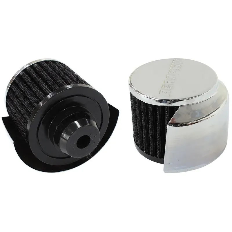 Aeroflow 1 1/2" Push In Breather w/Shield 3" O.D, 2 1/2"High - Chrome In Demand