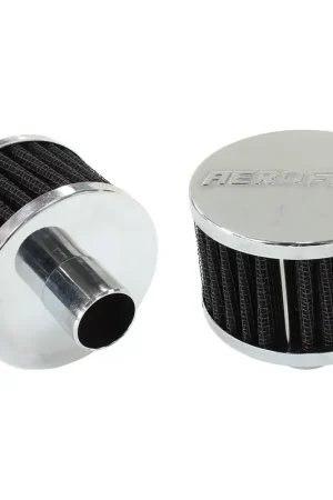 Secure Checkout Aeroflow 1" Push In Breather Filter 3" O.D,2" High - Chrome