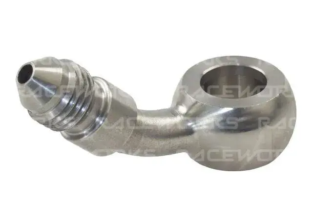 Raceworks 10.2mm Banjo To An-3 Male Flare Stainless Steel 45Deg Bulk Order