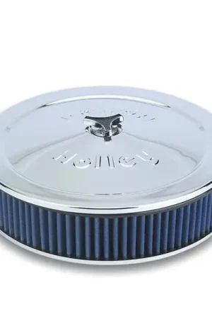 Holley 14" Powershot® Air Cleaner Power Shot Air Cleaner Assembly, 14" Round Design, Triple Chrome Plated, Fits 4150 & 4160 Carburetors w/5.125" Dia. Neck Fan Favorite