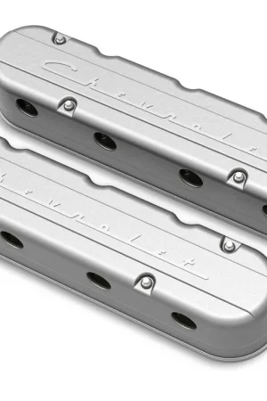 Holley 2-Piece "Chevrolet" Script Valve Cover - Gen III/IV LS - Natural Chevrolet Gen III/IV LS - Cast Aluminum - Coil-Mounting Base & Integrated Coil Cover Price Cut
