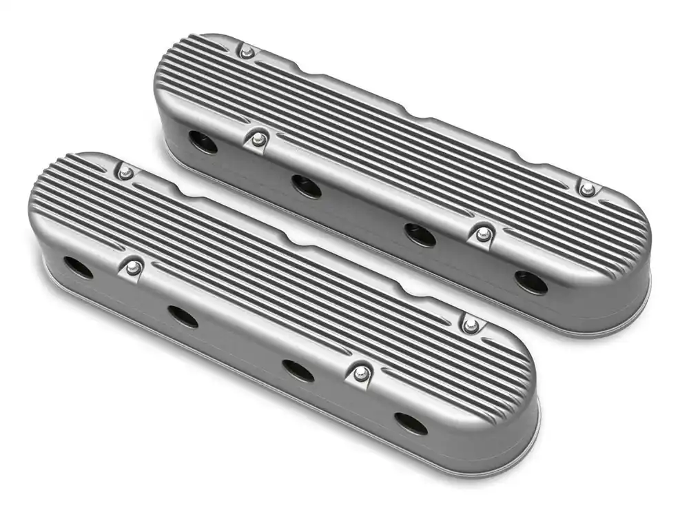 Holley 2-Piece Finned Valve Cover - Gen III/IV LS - Natural Chevrolet Gen III/IV LS - Cast Aluminum - Coil-Mounting Base & Integrated Coil Cover Seasonal Sale