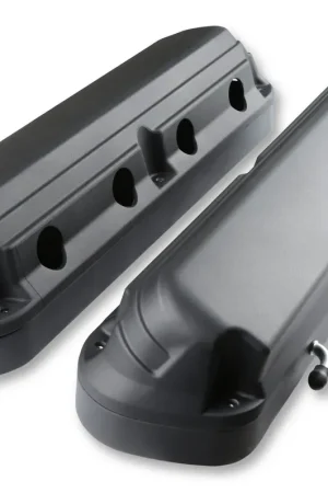 Authentic Holley 2-Piece Ford Style Valve Cover - Gen III/IV LS - Satin Black Chevrolet Gen III/IV LS - Cast Aluminum - Coil-Mounting Base & Integrated Coil Cover