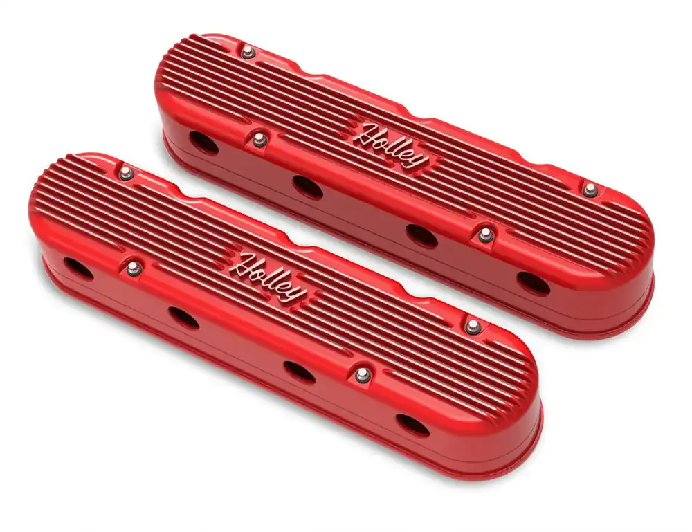 Holley 2-Piece Vintage Series Valve Cover - Gen III/IV LS - Gloss Red Machined Brand New