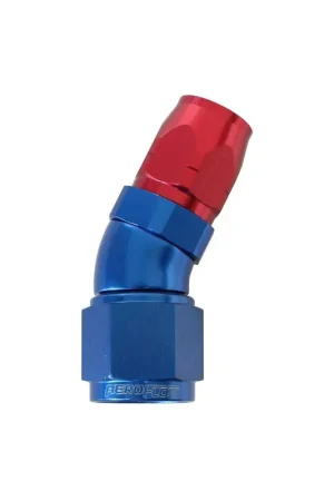 Aeroflow 30 Deg Full Flow Stepped Hose End -6AN to -8AN - Blue/Red Money Back Guarantee