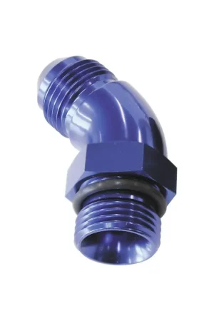 Aeroflow 45 Deg -6ORB To -6AN Full Flow Adapter W/Jam Nut - Black Buy Online